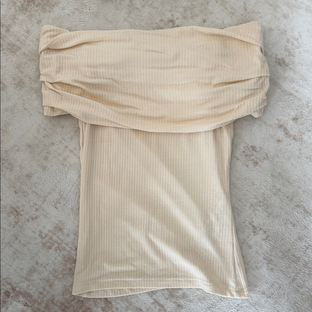 Topshop Cream Off-Shoulder Blouse